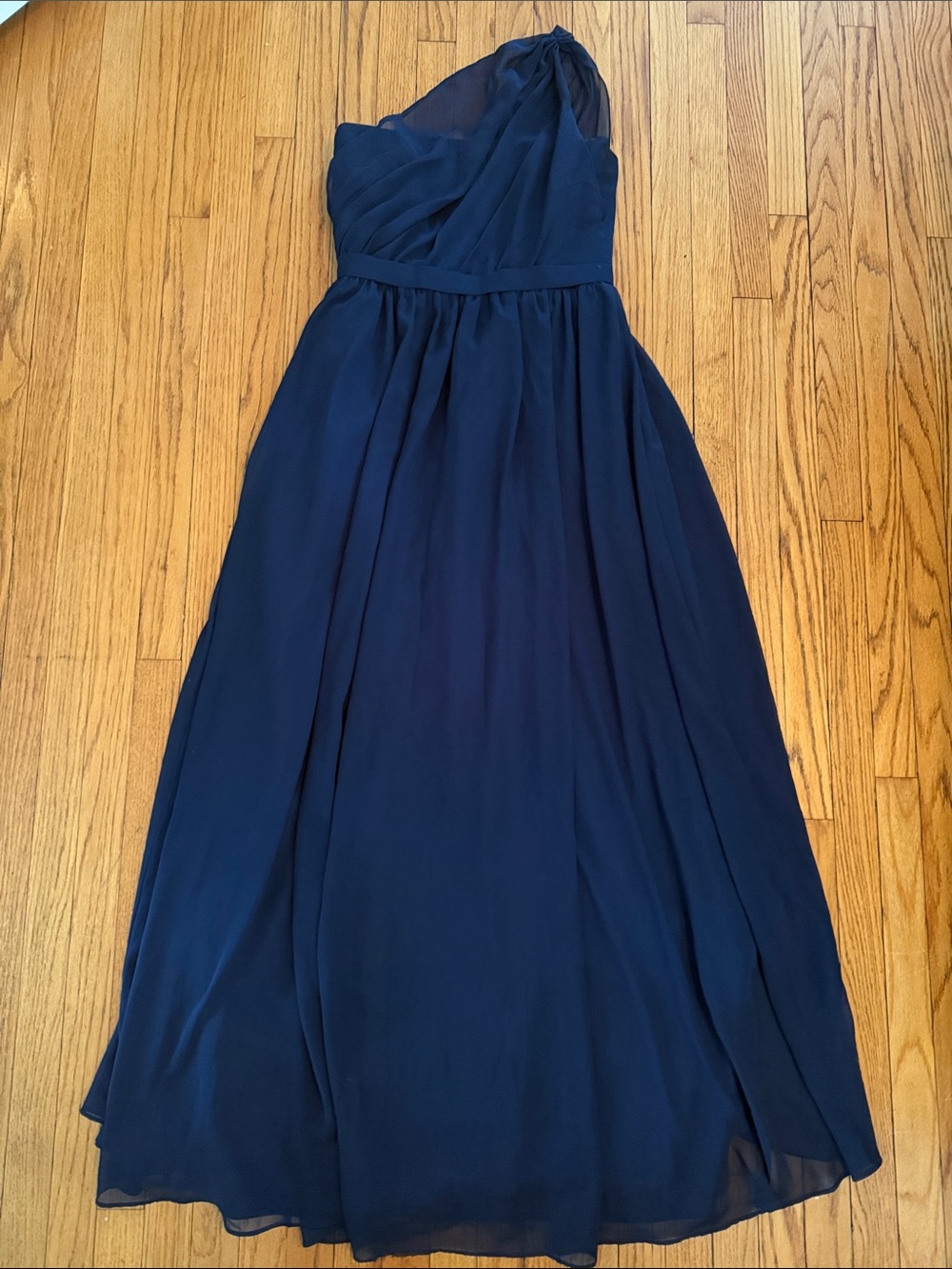 Alfred Angelo Navy One-Shoulder Chiffon Gown